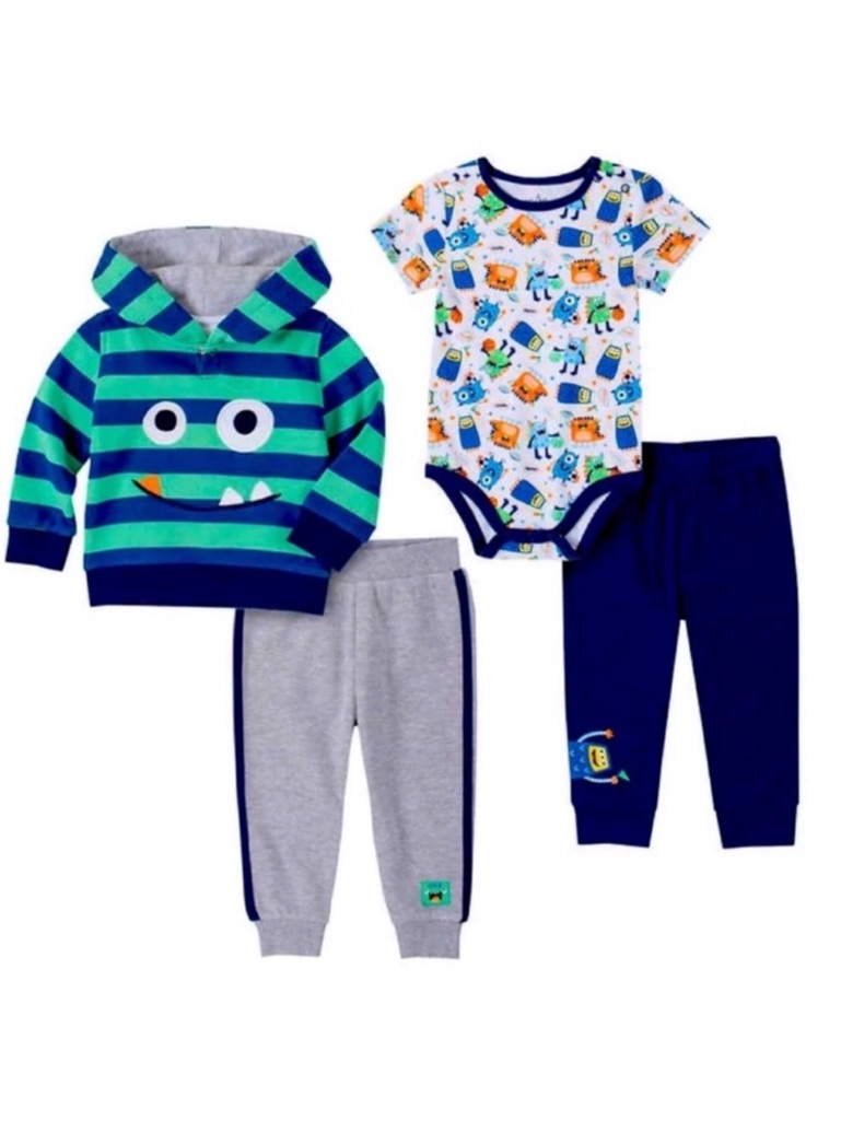 Nwt Kids Headquarters Infant 4-Piece Set, Monster - Size 18 Months - Green Blue